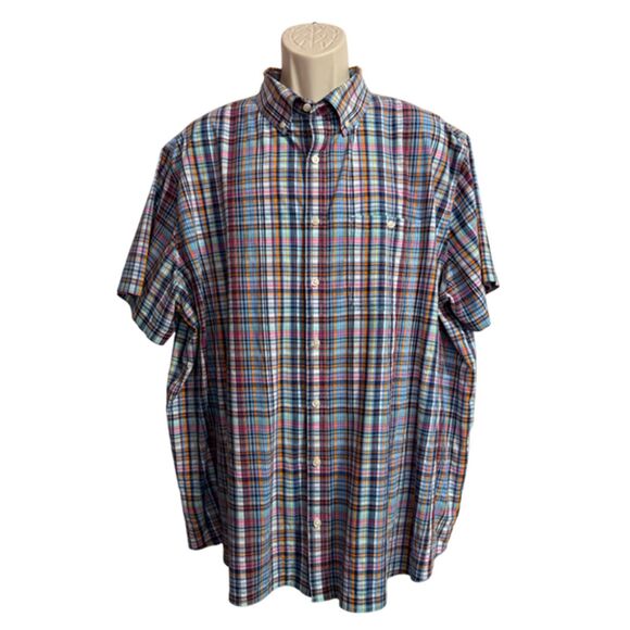 Croft & Barrow Blue Multi-color Plaid Short Sleeve Shirt Size 2XB - Picture 3 of 12